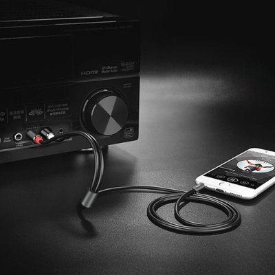 кабель aux hoco upa10 lotus 3.5mm to 2*rca 1.5m (сірий) 