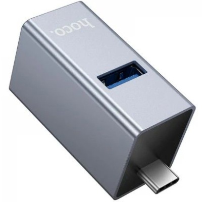 usb hub hoco hb54a 3in1 (type-c to usb2.0*2+usb3.0) (сірий) 