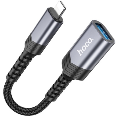 перехідник hoco ua24 lightning to usb 2.0 (сірий) 