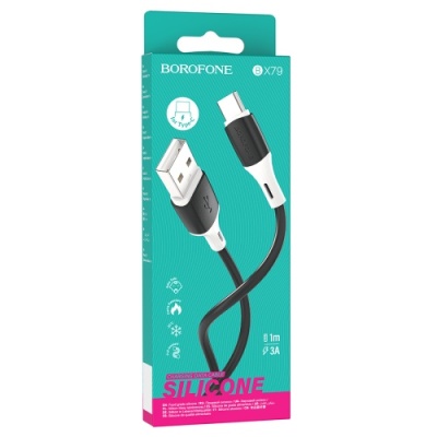 кабель borofone bx79 silicone usb - type-c 3.0a/1m (чорний) 
