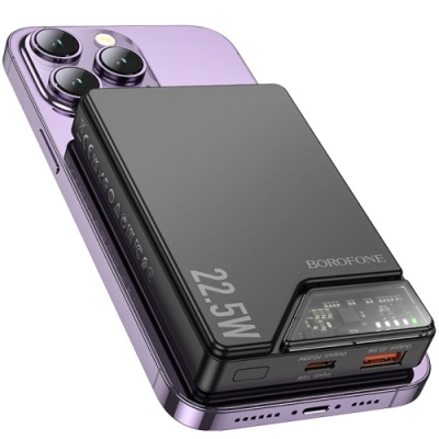 додаткова батарея power bank borofone bj49 astute pd20w+qc3.0 22.5w magnetic 10000mah (чорний) 