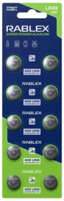 батарейка rablex ag12, lr43 (10шт) 
