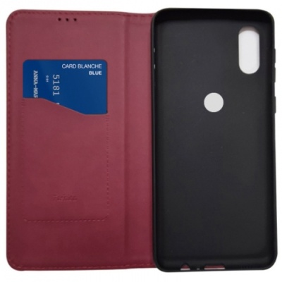Купить чохол-книжка leather fold для motorola e7i power/e7 power (темно-червоний) онлайн