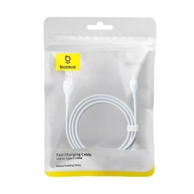 кабель baseus pudding series fast charging cable usb - type-c 100w/1.2m (p10355703221-00) (white) 