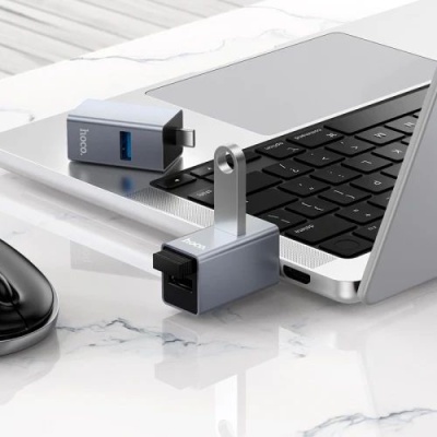 usb hub hoco hb54a 3in1 (type-c to usb2.0*2+usb3.0) (сірий) 