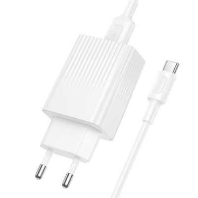 мережевий зарядний пристрій borofone bas72a 1usb/18w/qc3.0 + (usb - type-c) (білий) 