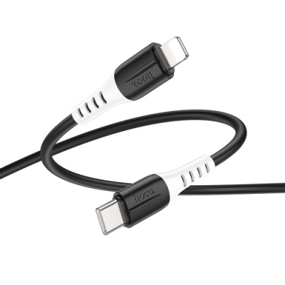 кабель hoco x82 silicone type-c - lightning 20w 3a/1m (чорний) 