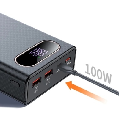 корпус multi-powerbank q6, під елементи 21700 до 6 шт, 100w, чорний 