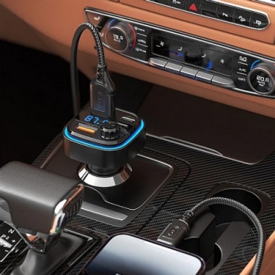 FM Модулятор XO BCC08 (QC3.0/PD) 18W/2USB + 18W (Чорний)