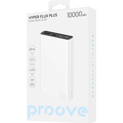 додаткова батарея power bank proove hyper flux plus pd20w+qc22.5w 10000mah (white) 