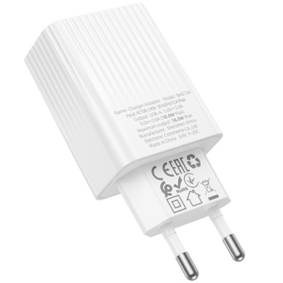 мережевий зарядний пристрій borofone bas72a 1usb/18w/qc3.0 (білий) 
