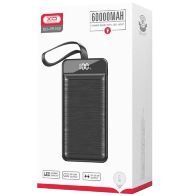 додаткова батарея power bank xo pr159 pd20w+qc22.5w 60000 mah (чорний) 