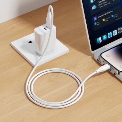 кабель hoco x124 silicone usb - lightning 2.4a/1m (білий) 