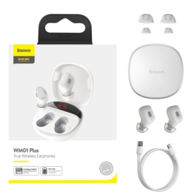 бездротові навушники (tws) baseus wm01 plus (білий) 