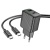 мережевий зарядний пристрій hoco cs23a 1usb/18w/qc3.0 + 1type-c/30w/pd + (type-c - type-c) (чорний) 