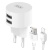 мережевий зарядний пристрій xo l62 2usb/2.4a + (usb - microusb) (білий) 