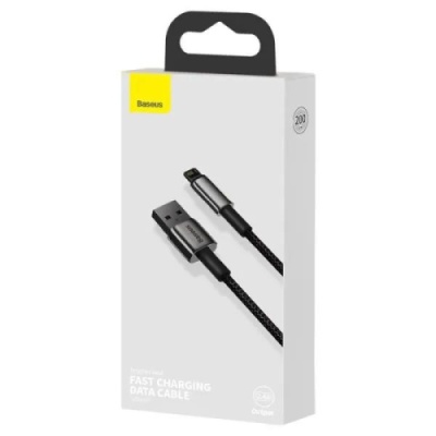 кабель baseus tungsten gold usb - lightning 2.4a/2m (calwj-a01) (black) 