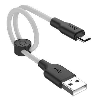 кабель hoco x21 plus silicone usb - microusb 2.4a/0.25m (чорно-білий) 