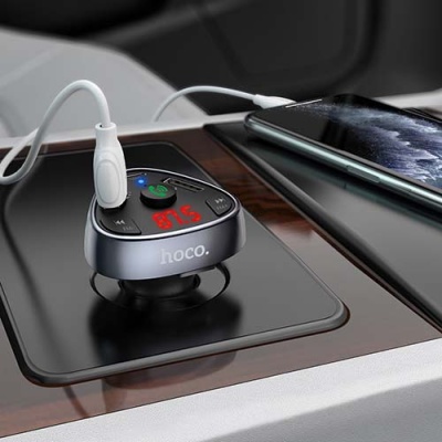 FM Модулятор Hoco E51 (2USB+PD/BT) (Чорний)