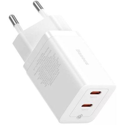 мережевий зарядний пристрій baseus gan5 pro fast charger eu (ccgp180102) 2type-c/40w/pd (білий) 