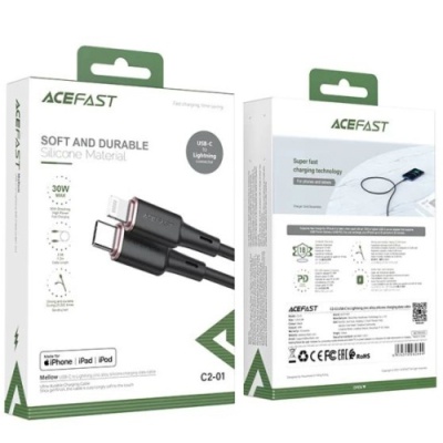 кабель acefast c2-01 type-c - lightning (1.2м) (чорний) 