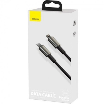 кабель baseus tungsten gold type-c - lightning 20w 1m (catlwj-01) (black) 