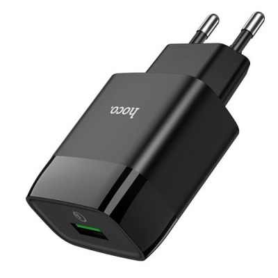 мережевий зарядний пристрій hoco c72q 1usb/18w/qc3.0 (чорний) 