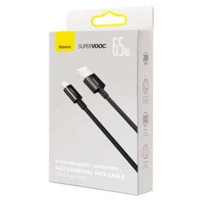 кабель baseus superior series (supervooc) usb - type-c 65w/2m (cays001001) (black) 