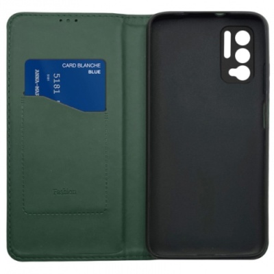 Купить чохол-книжка leather fold для xiaomi redmi note 10 5g (темно-зелений) онлайн