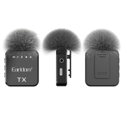 мікрофон петличний бездротовий earldom et-mc-12 bluetooth 5.2 3in1 black 