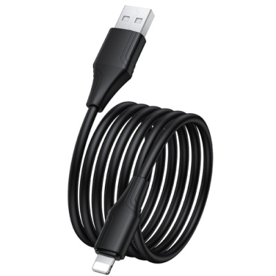 кабель hoco x124 silicone usb - lightning 2.4a/1m (чорний) 