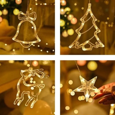 гірлянда №12 led + новорічні фігури 3,5*1м (теплий білий/на батарейках 3*аа) 