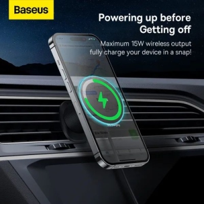 Автотримач з Бездротовим ЗП Baseus CW01 15W (C40141001111-00) (black)