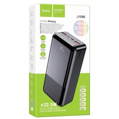 додаткова батарея power bank hoco j108b universe 22.5w fully compatible 30 000mah (чорний) 