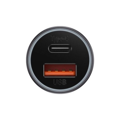 Автомобільний Зарядний Пристрій Baseus Golden Contactor Max Series 60W (CGJM000113) 1USB/30W/QC4.0 + 1Type-C/30W/PD (Dark Grey)
