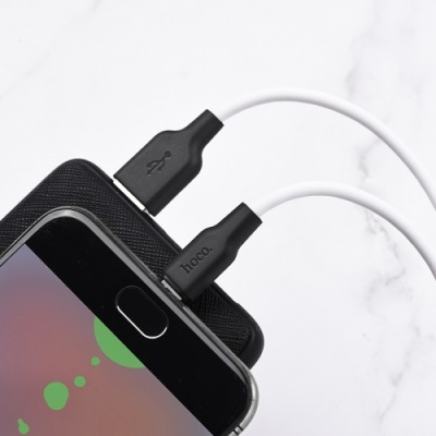 кабель hoco x21 plus silicone usb - lightning 2.4a/0.25m (чорно-білий) 