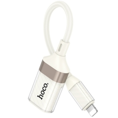 перехідник otg hoco ua39 lightning - usb (білий apricot) 