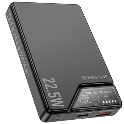 додаткова батарея power bank borofone bj49 astute pd20w+qc3.0 22.5w magnetic 10000mah (чорний) 