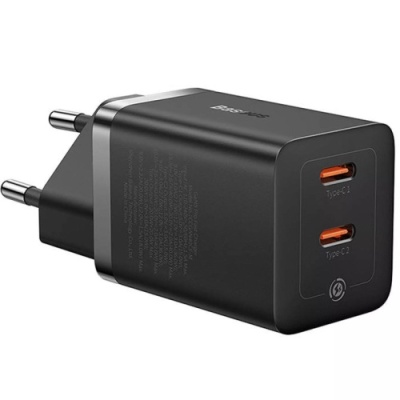 мережевий зарядний пристрій baseus gan5 pro fast charger eu (ccgp180101) 2type-c/40w/pd (чорний) 