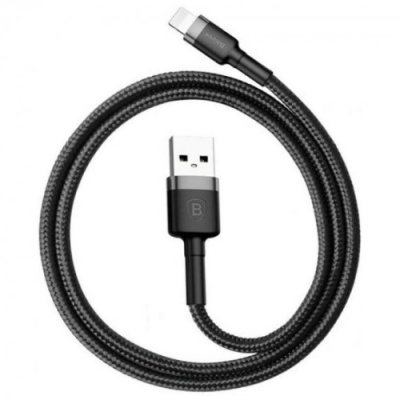 кабель baseus cafule usb - lightning 2.4a/1m (calklf-bg1) (black-grey) 