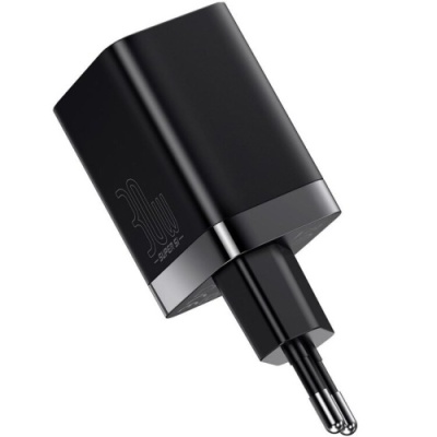 мережевий зарядний пристрій baseus super si pro quick charger eu (ccsupp-e01) 1usb/30w/qc3.0 + 1type-c/30w/pd (чорний) 