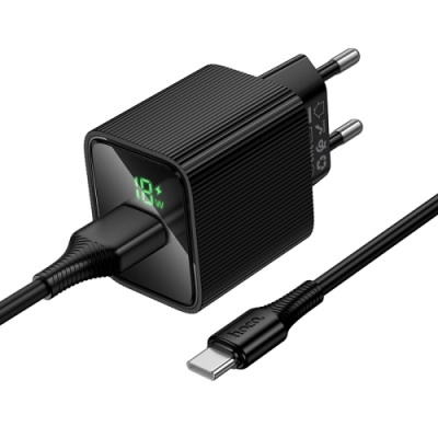 мережевий зарядний пристрій hoco cs81a 1usb/18w/qc3.0 + (usb - type-c) (чорний) 