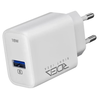 мережевий зарядний пристрій ridea rw-18123 rapid 1usb qc 18w+micro (бiлий) 