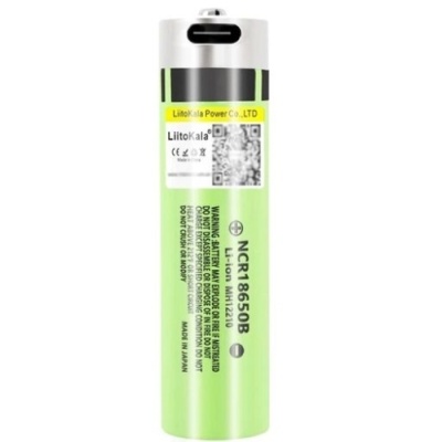 акумулятор 18650 li-34b 3400mwh з роз'ємом type-c зелений 