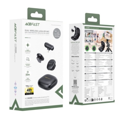 мікрофон петличний бездротовий acefast r1 lightning (чорний) 