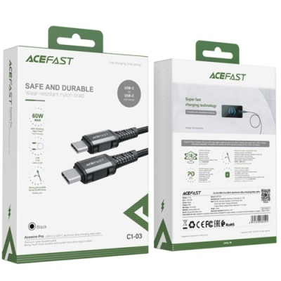 кабель acefast c1-03 type-c - type-c (1.2м) (чорний) 