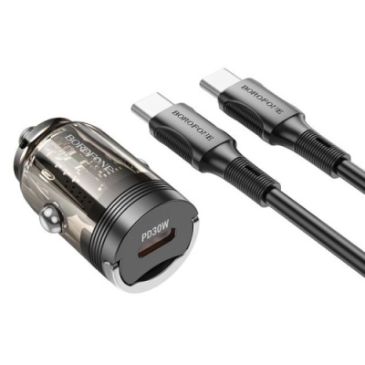 Автомобільний Зарядний Пристрій Borofone BZ29 1Type-C/30W/PD + (Type-C - Type-C) (Чорний)