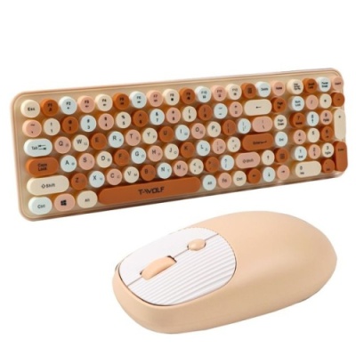 клавіатура бездротова і миша twolf tf350 colorful (молочний) 