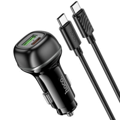 Автомобільний Зарядний Пристрій Hoco Z58A 1USB/1USB-C QC/PD48W + (Type-C - Type-C) (Чорний)