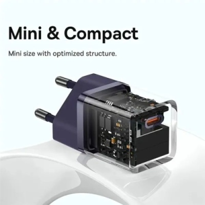мережевий зарядний пристрій baseus gan5 (ccgn070705) 1type-c/30w/pd (фіолетовий) 